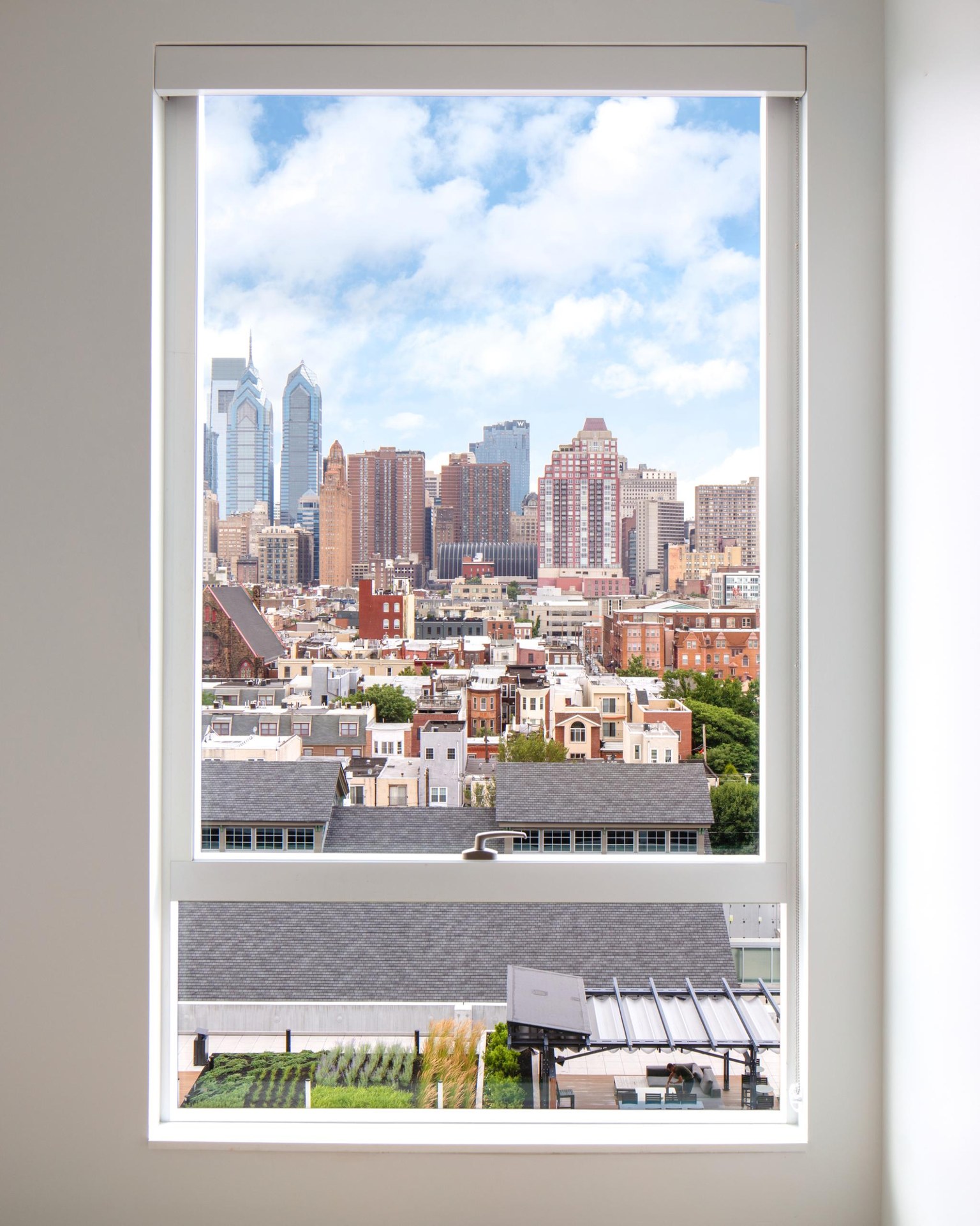 View of city from window